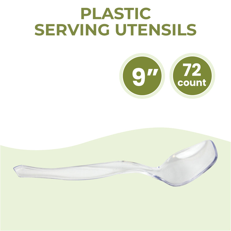 Clear Heavy Duty Plastic Serving Spoon 9''