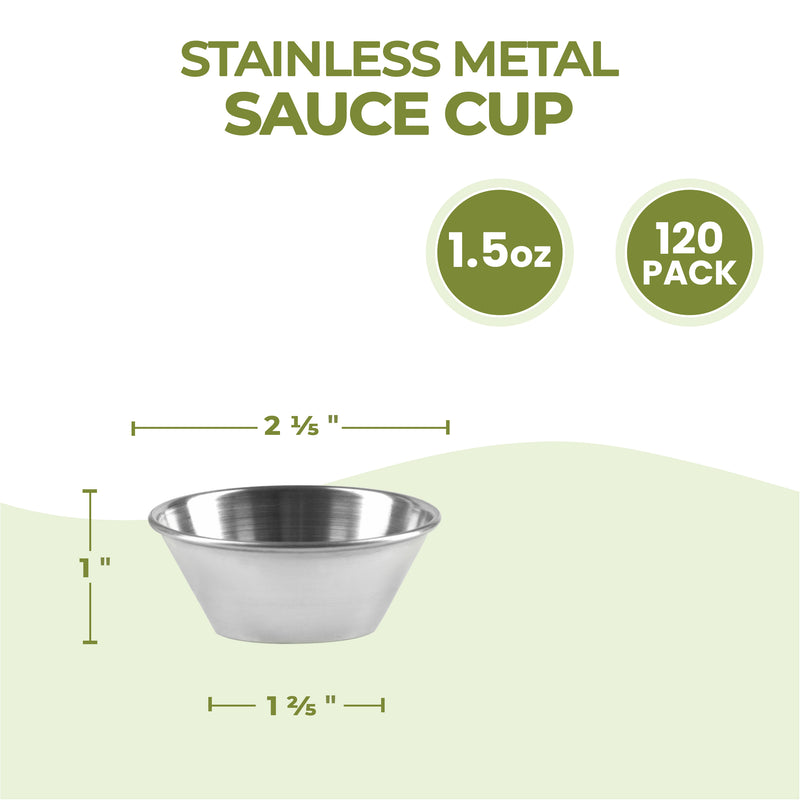 Silver Stainless Steel Round Sauce Cups 1.5oz