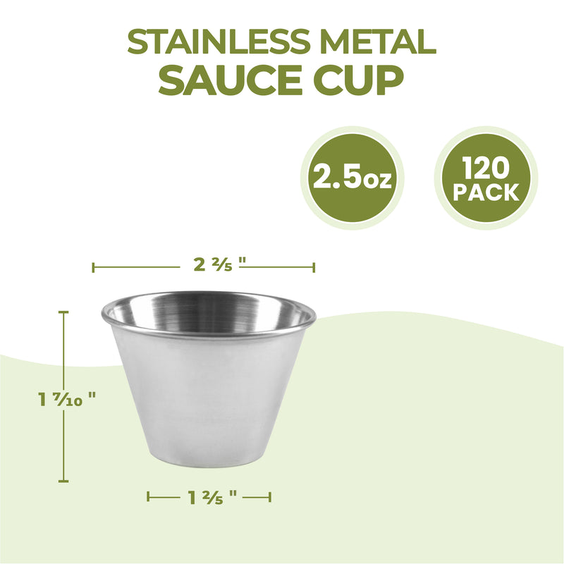 Silver Stainless Steel Round Sauce Cups 2.5oz