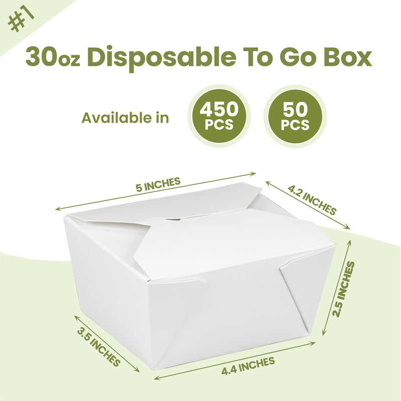 30oz White Paper To Go Bio Box