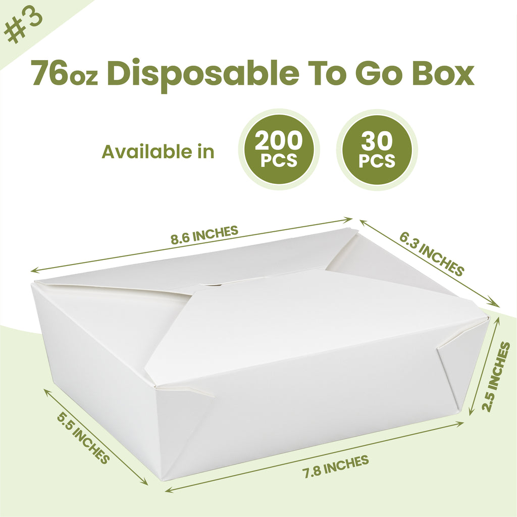 Yo Go Box 76oz White Paper To Go Bio Box #3 | Inbulks