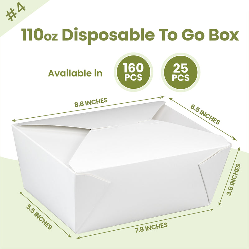 110oz White Paper To Go Bio Box