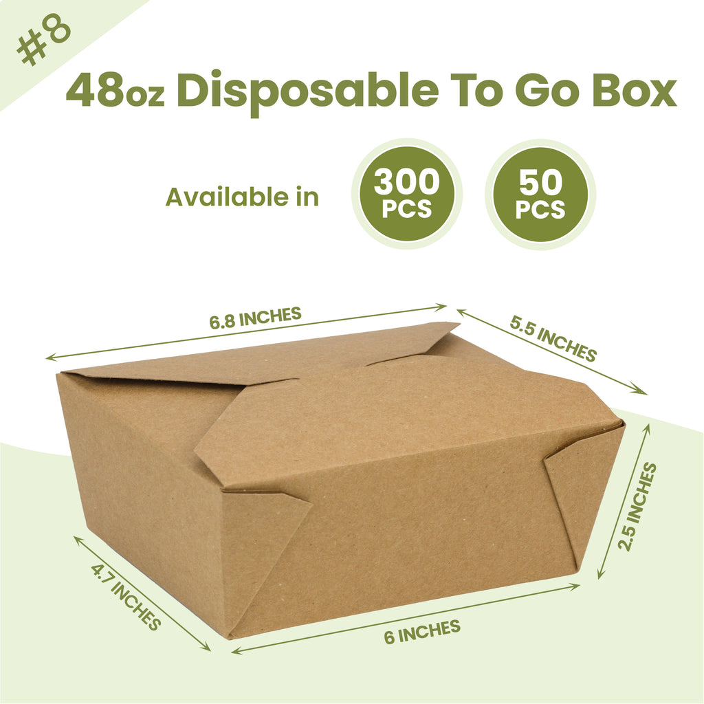 48oz Kraft Paper To Go Bio Box #8 | Inbulks