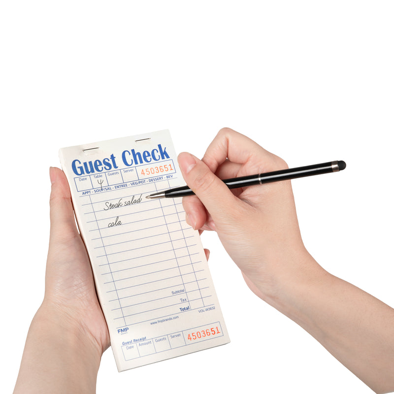 White Guest Check Pads for Restaurant Server (1 Part)