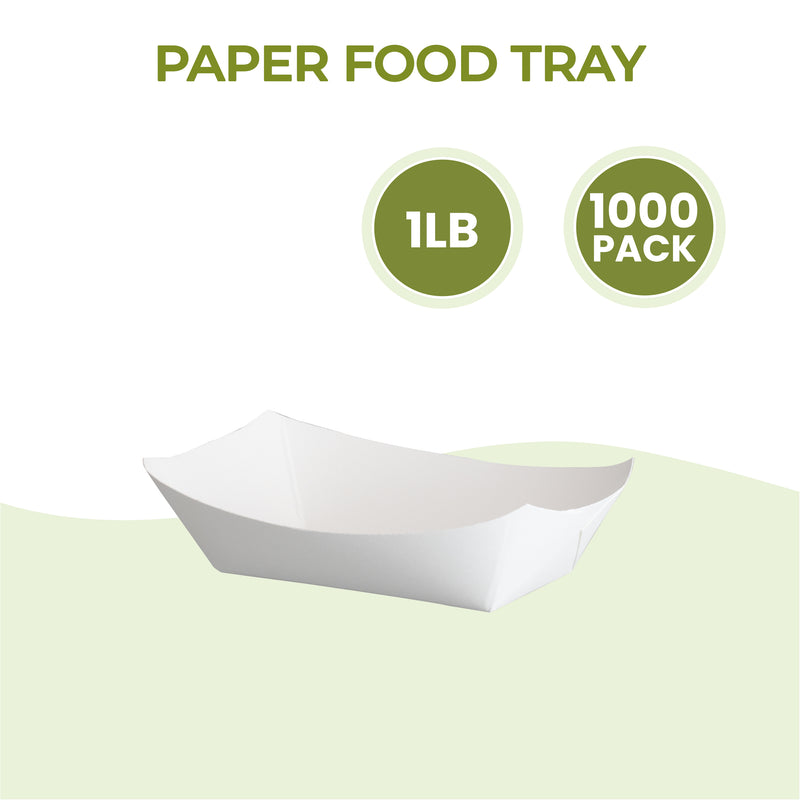 1 LB White Paper Food Trays