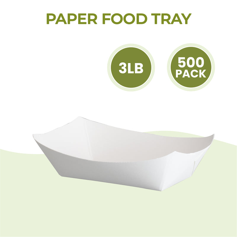 3 LB White Paper Food Trays