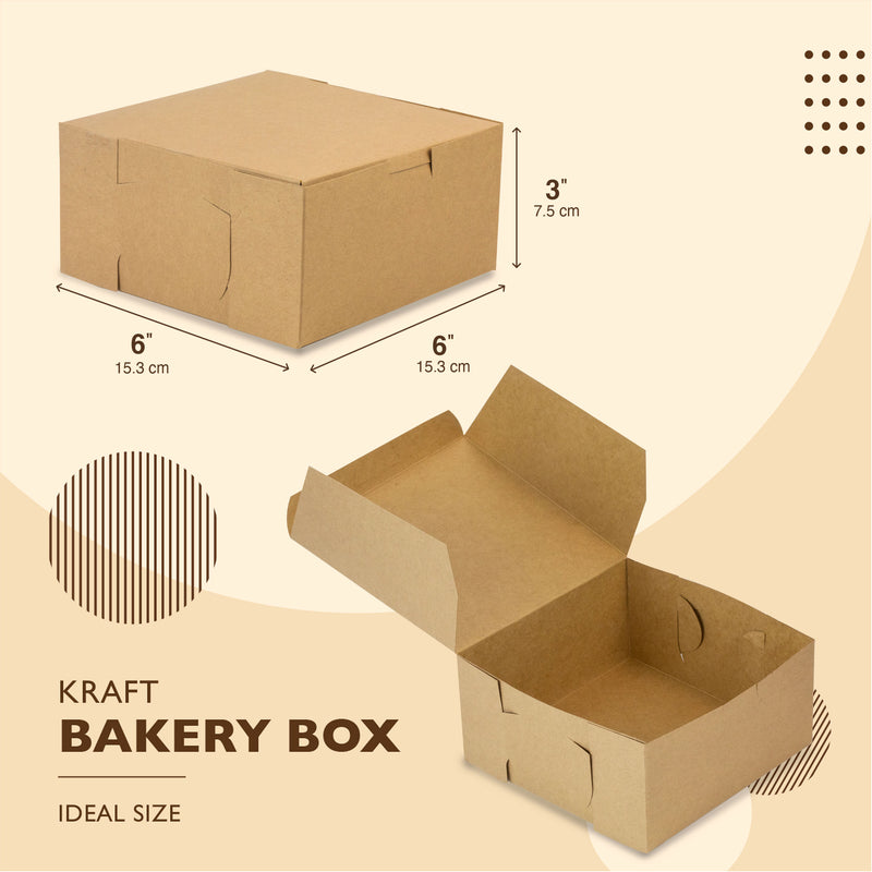 Kraft Pie Boxes - 6x6x3 Inch Brown Boxes for Baked Goods - Inbulks