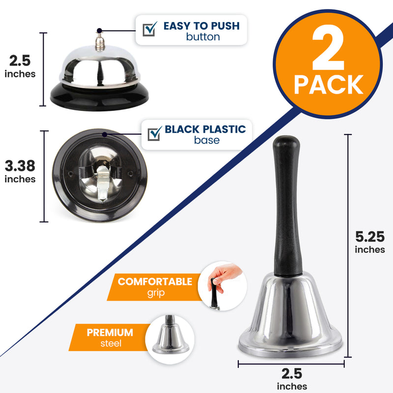 Call Bell with Handle and Counter Bell 4 Pack - Inbulks