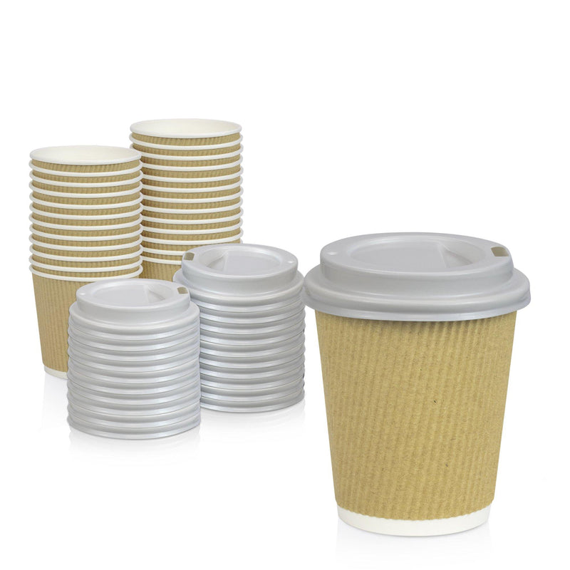 Double Wall  Paper Hot Cups with White Dome Lids - Inbulks