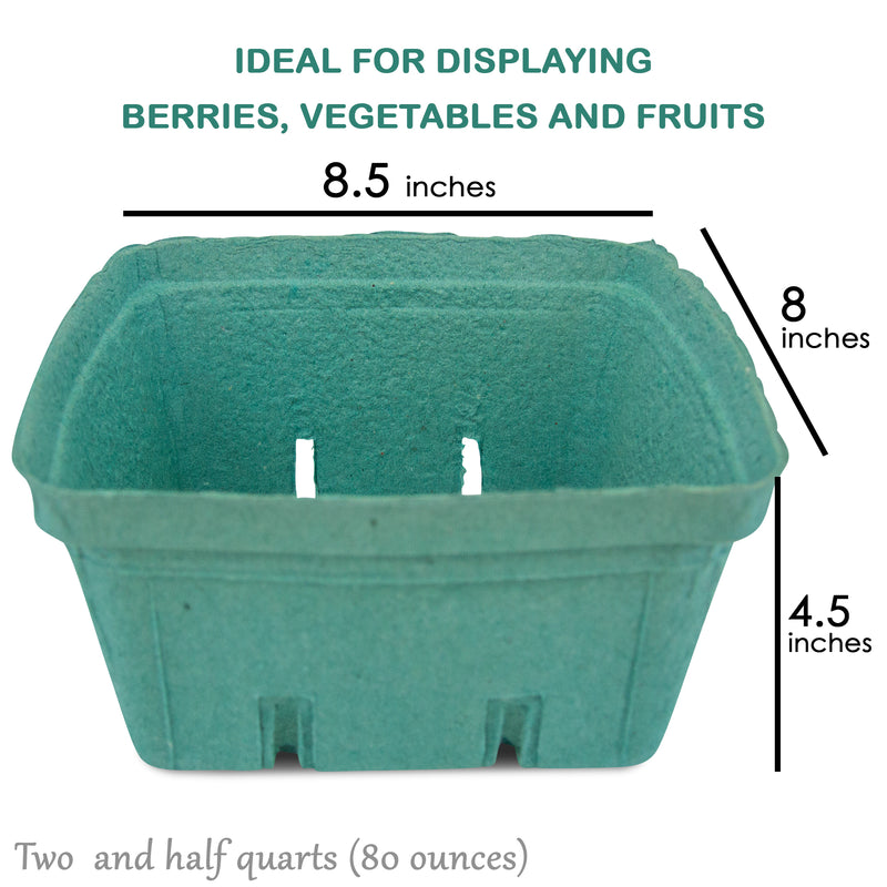 Green Molded Pulp Fiber Berry Basket Produce Vented Container for Fruit and Vegetable [44 Pack] - Inbulks