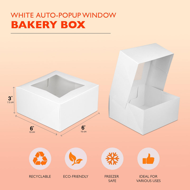 Pie / Cake Box with Window 6x6x3", Auto-Popup - Inbulks