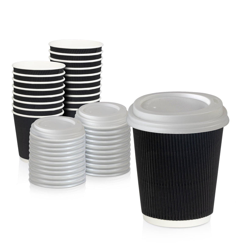 Double Wall  Paper Hot Cups with White Dome Lids - Inbulks