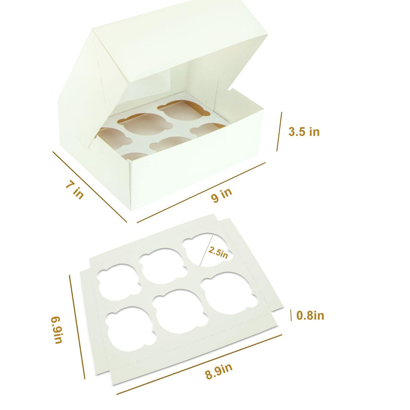 White Cupcake Box with Window and Inserts - Holds 12 Muffins, Auto-Popup [18 Boxes and 18 Trays Pack] - Inbulks