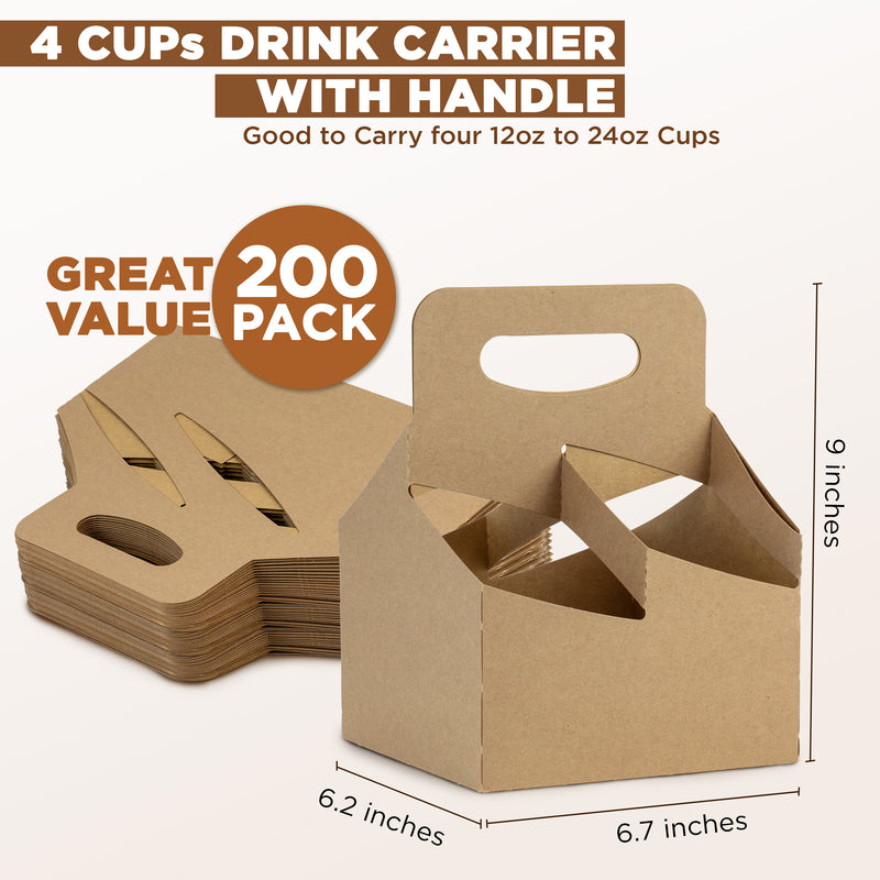 Kraft 4 Cup Drink Carrier with Handle — HAKOWARE by Harvest Pack Inc