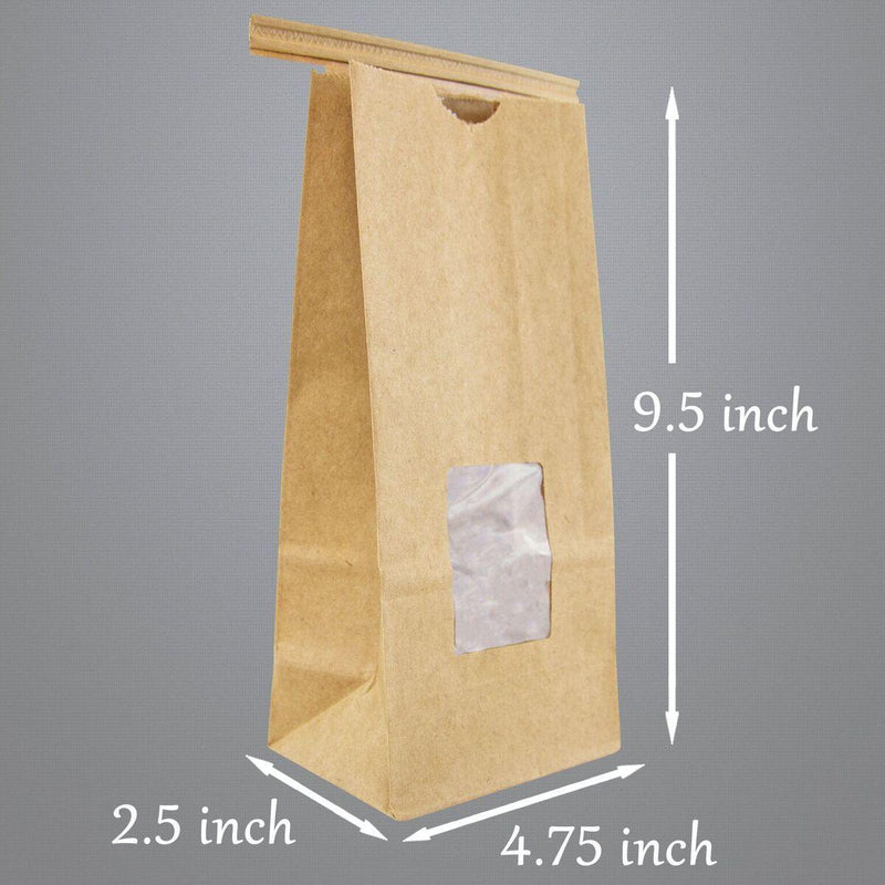 Bakery Bags with Window - 1/2 lb (8 oz) Kraft Paper Bag Tin Tie Lock Closure - Inbulks