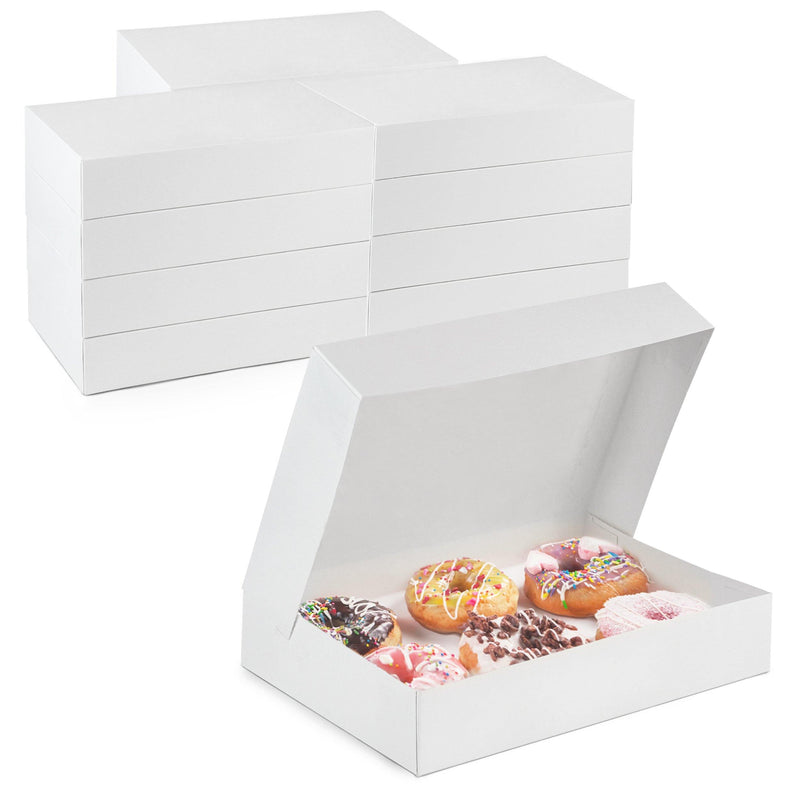 12x8x2.25” White Bakery Box - 6 Holds, Auto-Popup