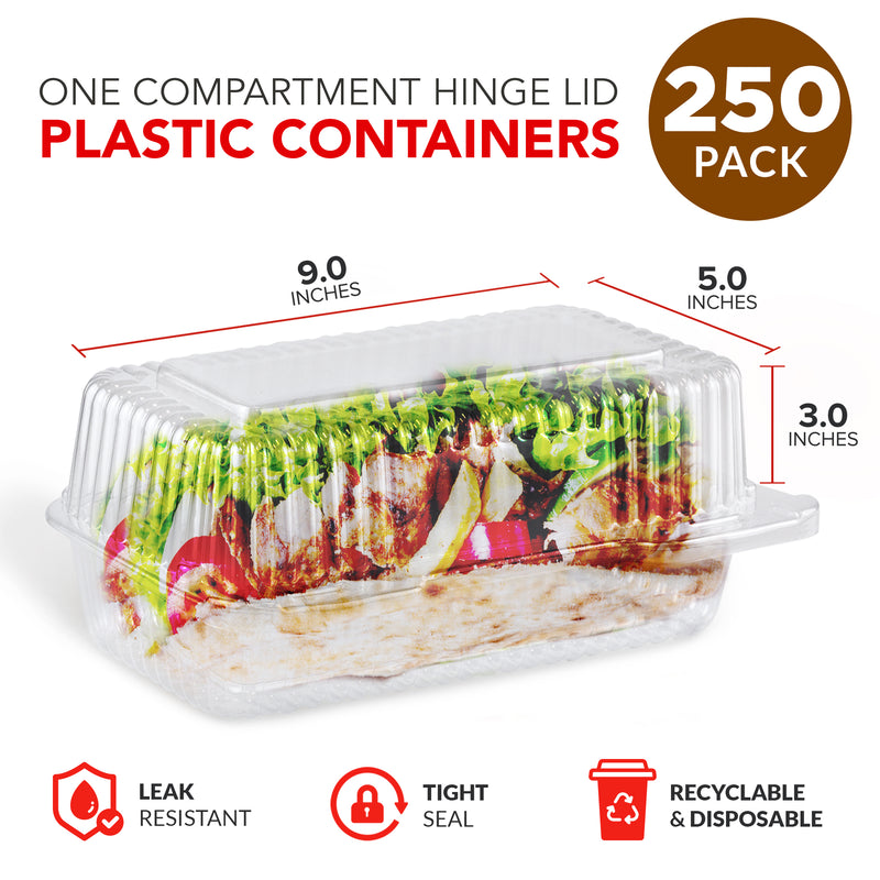 Clear Hinged Plastic Containers - 9 x 5 x 3''/12 x 5 x 3'' - Inbulks