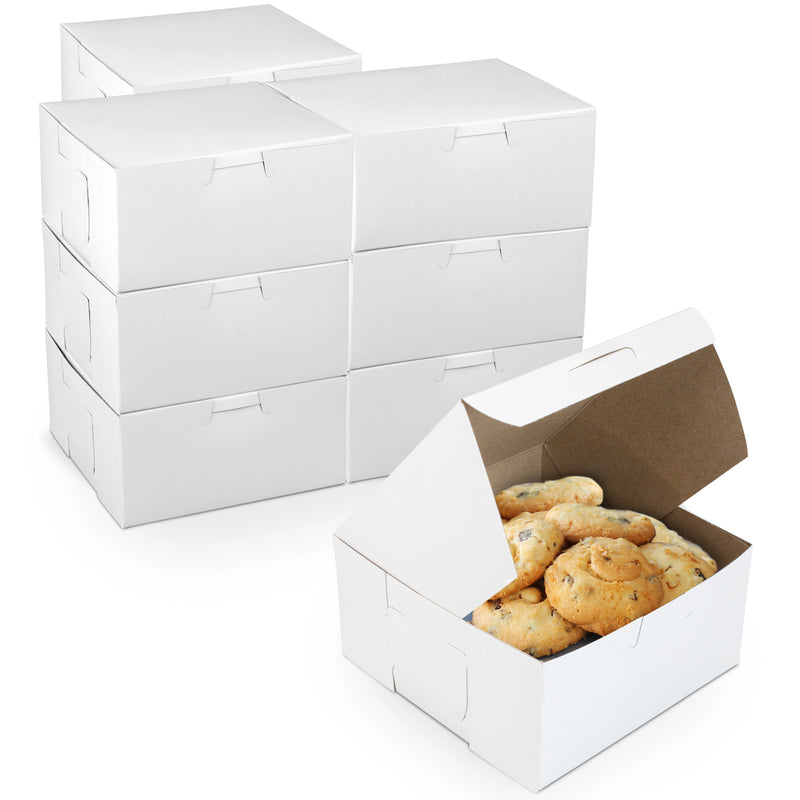 Pastry Boxes White Bakery Box for Cookies, Compostable Kraft Paper - Inbulks