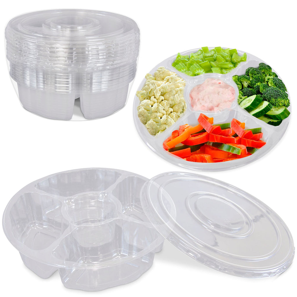 Round Plastic Appetizer Tray with Lid,10 Inch