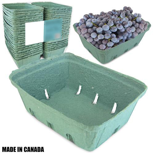 MT Products Green Molded Pulp Fiber Produce Basket / Vented Berry Basket  for Storing Berries and Fruits (15 Pieces) - Made in USA
