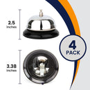 Call Bells 3.38 Inch - Silver Desk Bell 4 Pack - Inbulks