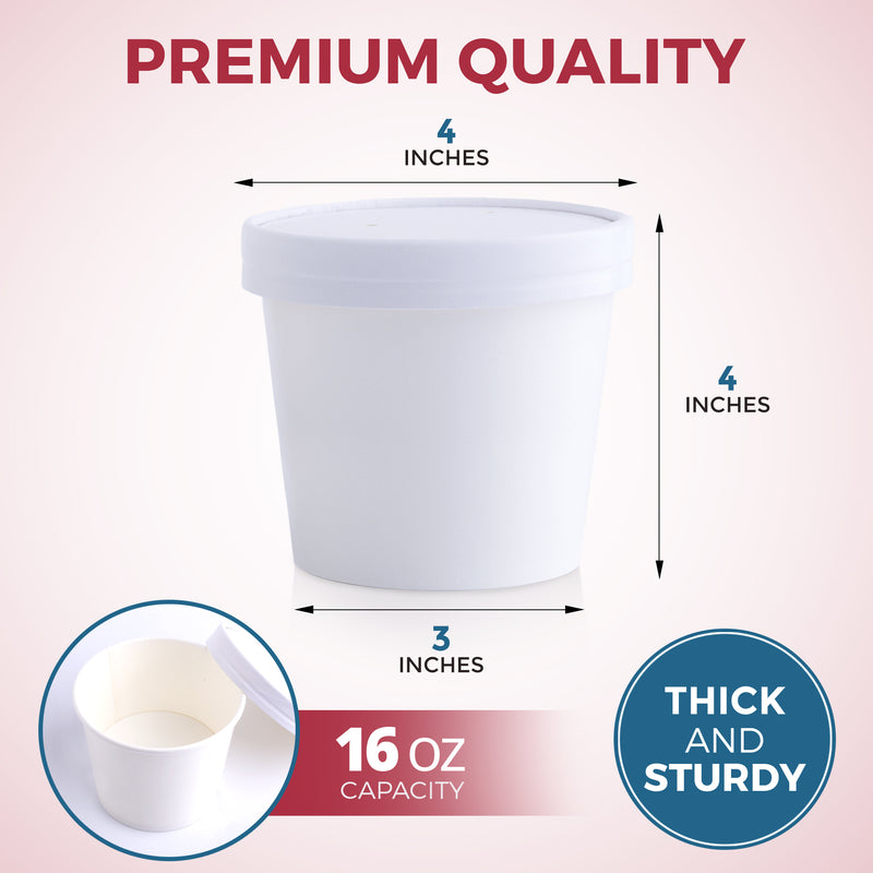 White Paper Food Cup with Vented Lid - Inbulks
