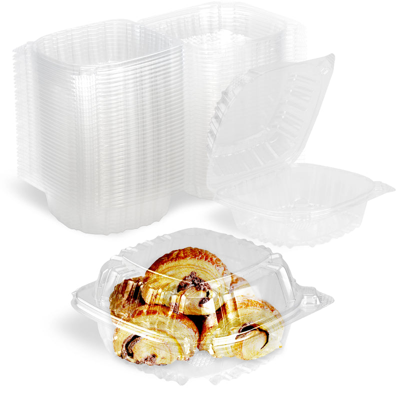 Clear Hinged Plastic Containers 5 3/8 x 5 1/4 x 2 5/8 inches dimension - Inbulks