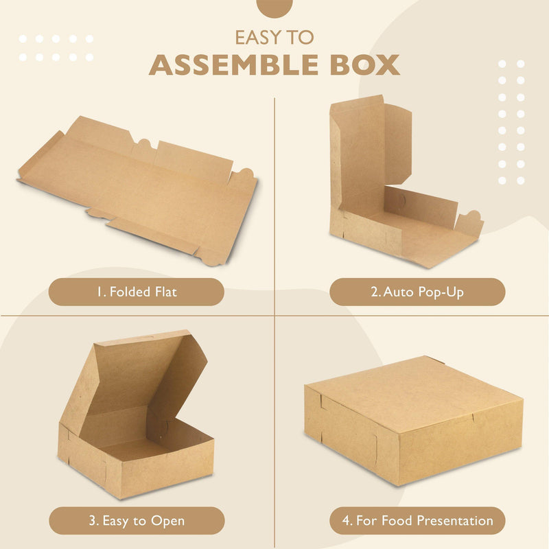 Pastry/Cake Boxes - 9 x 9 x 3 Inches Brown Bakery Box - Inbulks
