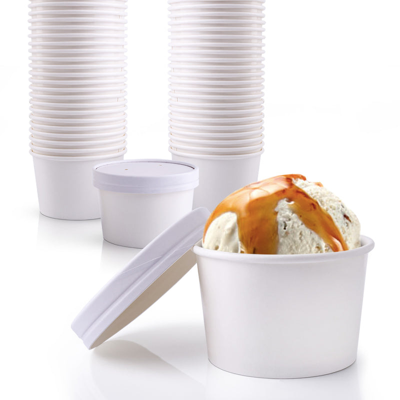 White Paper Food Cup with Vented Lid - Inbulks