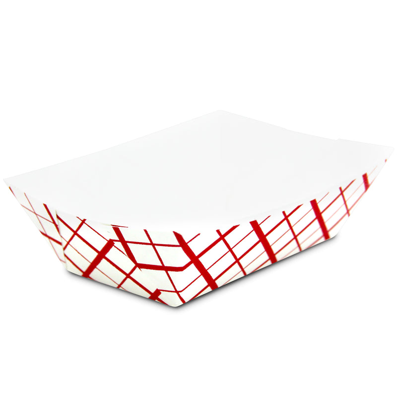 Red Check Paper Food Trays - Inbulks
