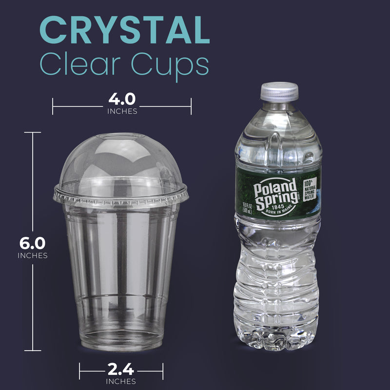 Clear Plastic Cups with Dome Lids, Pet BPA Free - 16 oz / 500 Case