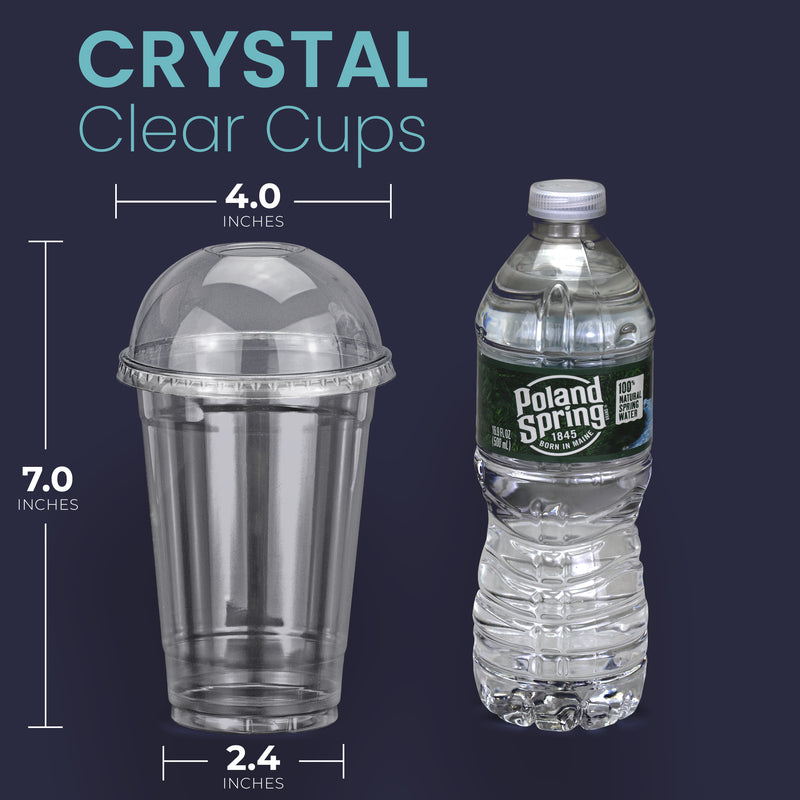 Clear Plastic Cups with Dome Lids, Pet BPA Free - 16 oz / 500 Case