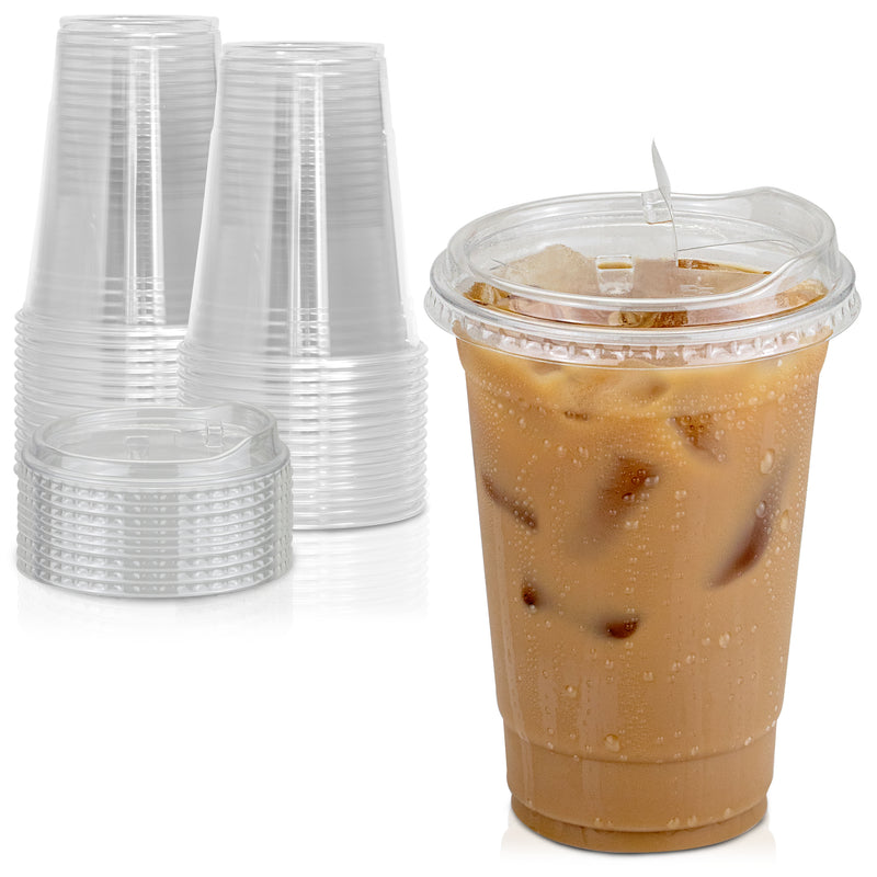 Clear Plastic Cups with Strawless Lids, PET BPA Free - Inbulks