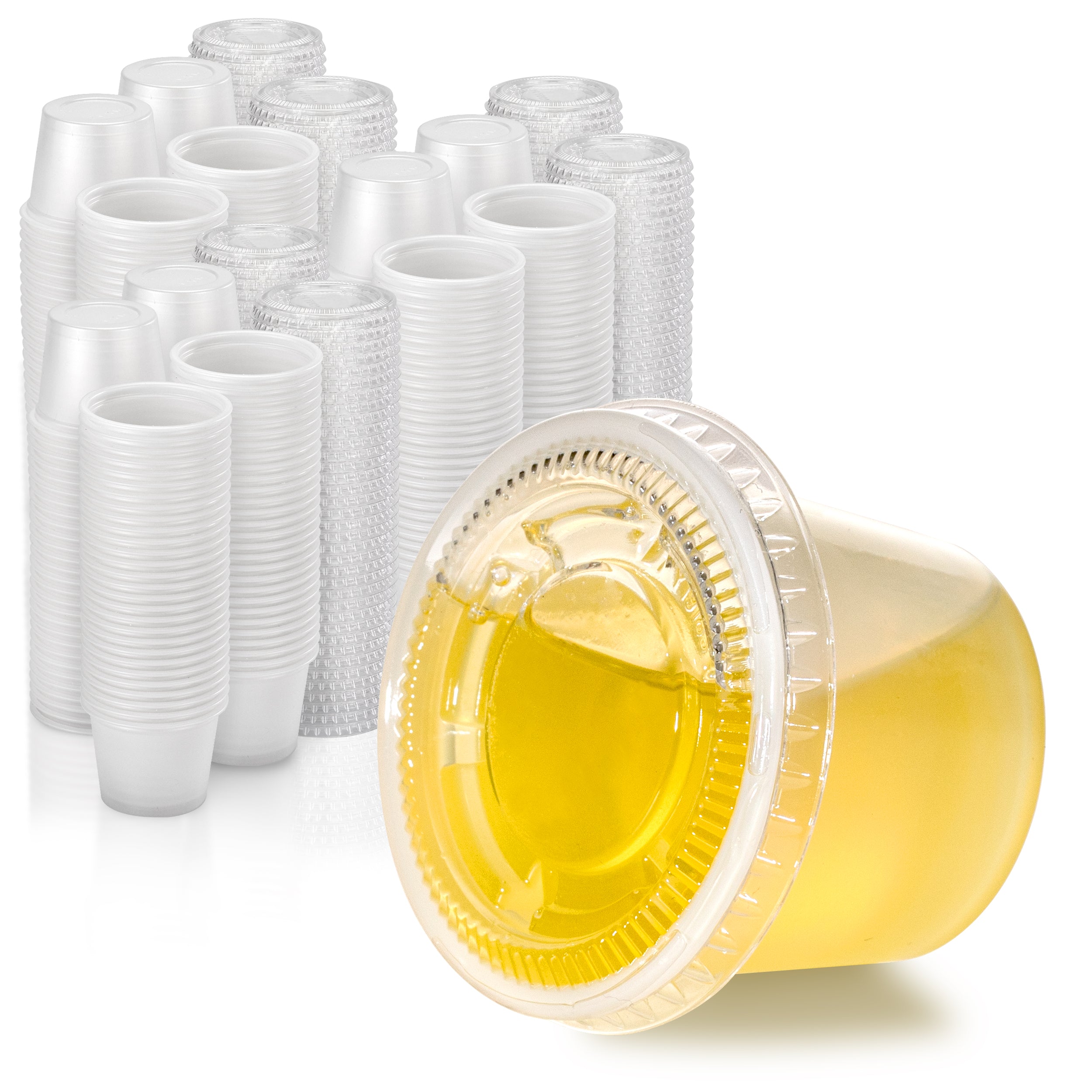 Bulk 100 Ct. Small Clear Plastic Gelatin Shot Cups with Lids