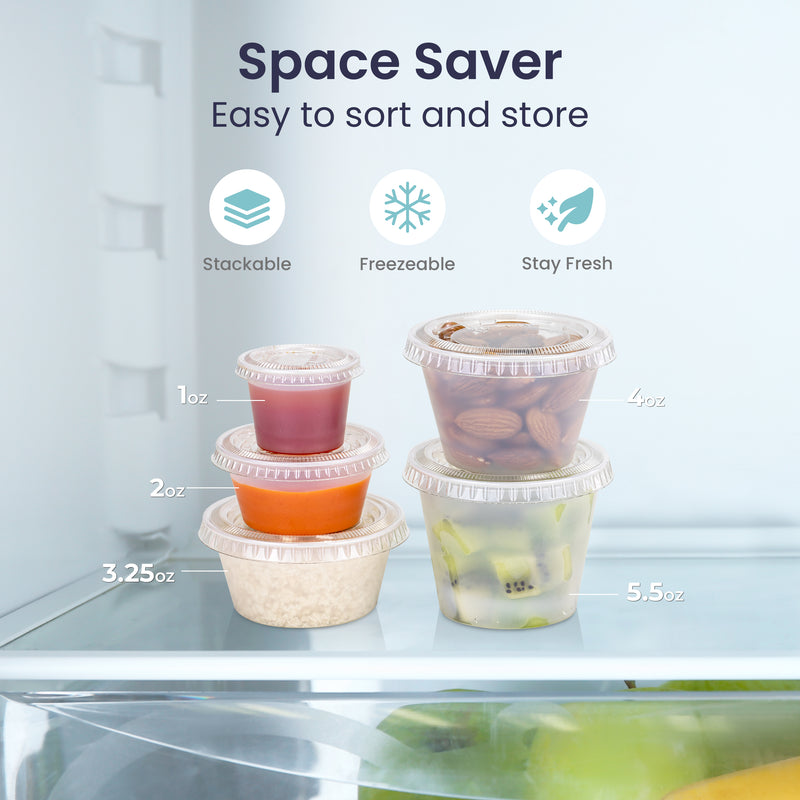 Clear Plastic Portion Cups with Lids, BPA Free - Inbulks