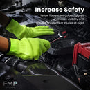 Fluorescent yellow polyester string knitted gloves, with PVC dots on one side 240pairs - Inbulks