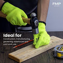 Fluorescent yellow polyester string knitted gloves, with PVC dots on one side 240pairs - Inbulks