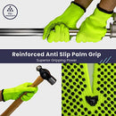 Fluorescent yellow polyester string knitted gloves, with PVC dots on one side 240pairs - Inbulks