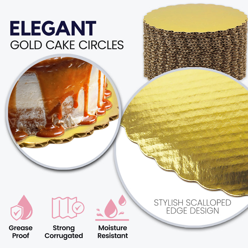 Cake Board Cardboard Round Gold 6" - Inbulks
